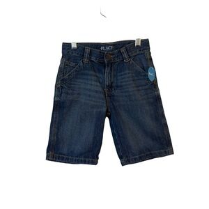 The Children’s Place Boys Denim Adjustable Waist Shorts Dark Wash Boys 6 NWT